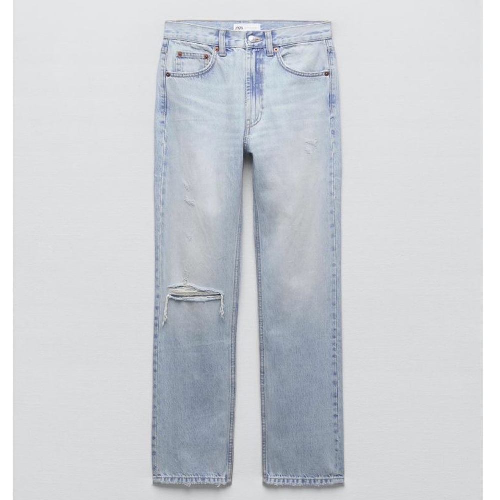 Zara high rise distressed jeans